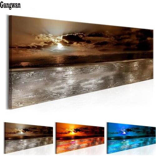 Large DIY 5d Diamond Painting Red Sunset Peaceful Sea Serface cross stitch kits Mosaic Diamond Embroidery landscape Home Decor