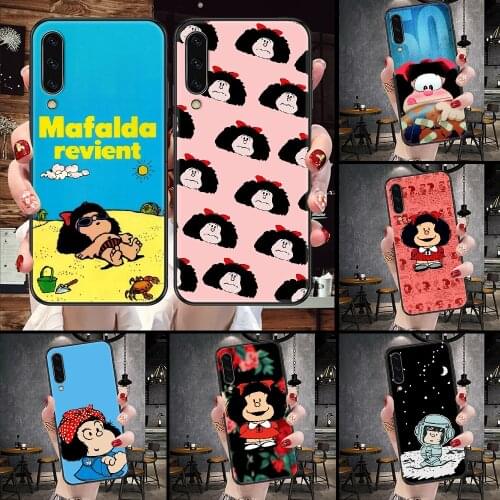 Cartoon Mafalda Phone Case For Samsung Galaxy A 10 12 20E 21S 30 32 40 50 51 52 70 71 72 5 6 7 2016 2018 black art cover 3D Etui