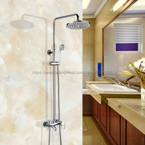 Bathroom Rainfall Shower Faucet Set Mixer Tap With Hand Sprayer Wall Mounted Bath Shower Sets Single Handle Bcy331