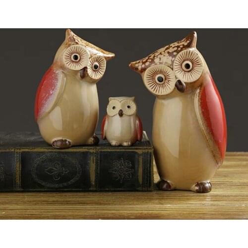 4 Style Ceramic Handicrafts Modern Owls Statue Living Room Animal Ornaments Owl Crafts Toy Home Decor Figure