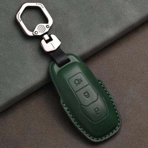 Leather Car Remote Key Case Cover Holder Shell For Ford Focus 3 4 ST Mondeo 5 MK5 Mustang F-150 Explorer Edge Fiesta Kuga MK3 4