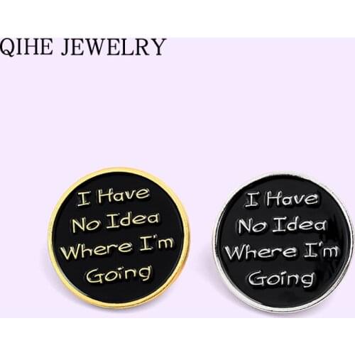 Zero idea Round version Enamel Pin Black Simple Quote Brooches Custom Badge Fashion Jewelry Bag Clothes Lapel Pin Gift Friends