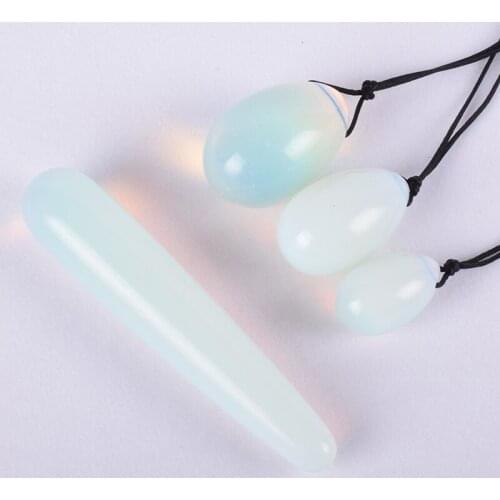 Yoni Egg Massage Wand 4 PCS /Set Drill Opalite Crystal Mineral Stone Ball Acupoint Tool Kegel Exercise Health Care Pelvic Vagina