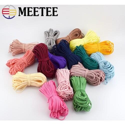 Meetee 23/50Yards 3mm Color Nylon Elastic Bands Ear String Round Rubber Rope Underwear Belt DIY Clothes Sewing Accessories