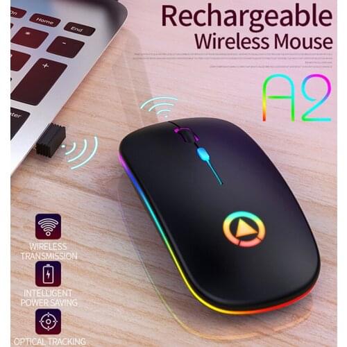 A2 Wireless Rechargable Mouse 7 Color LED Backlight Silent Mice USB Optical/ Wireless Bluetooth Gaming Mouse for Desktop Laptop
