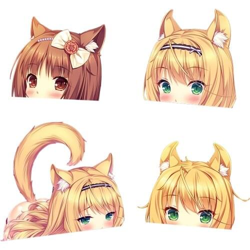Three Ratels CA68 NEKOPARA_CHRONICLE cute cat ear girl Waterproof Decal on Wall Fridge car hood moto gift laptop