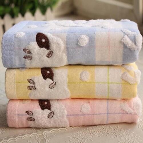 Buy 1 Get 1 Free Pure Cotton Gauze Jacquard Handkerchief Cotton Embroidery Cartoon Household Gauze Face Towel