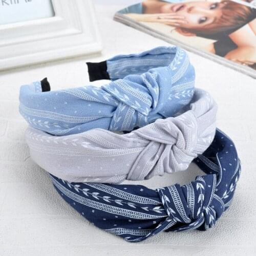 2020 New Women Hairband Bowknot Wide Cross Knotted Head band Girl Fashion Bezel Fabric Headband Multicolor Lady Hair Accessories