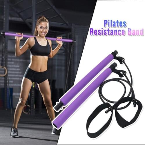 Yoga Pilates Stick Bar with Resistance Bands Gym Equipment for Home Workout Crossfit Bodybuilding Fitness Exercise