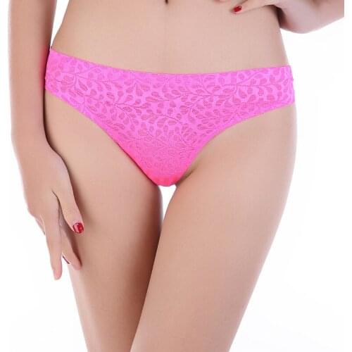 Jacquard Weave Sexy G String Underwear Women 100% Cotton Bottom Crotch Back Hollow Lace Thong Fitness Low-Rise Seamless Panties