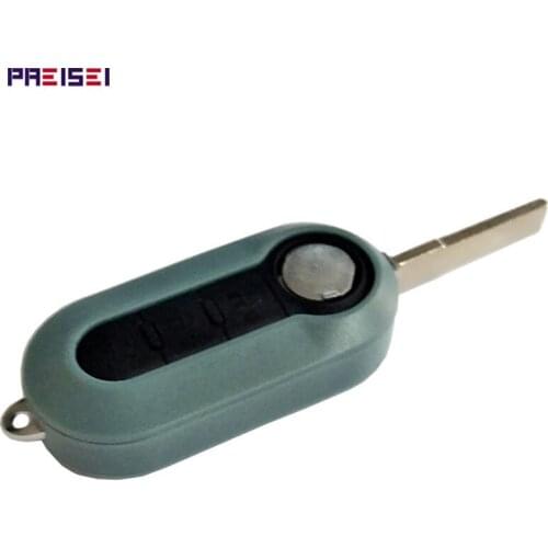 PREISEI Navy Color 3 Buttons Key For Fiat 500 Car Remote Flip Key Shells Replacements Fobs