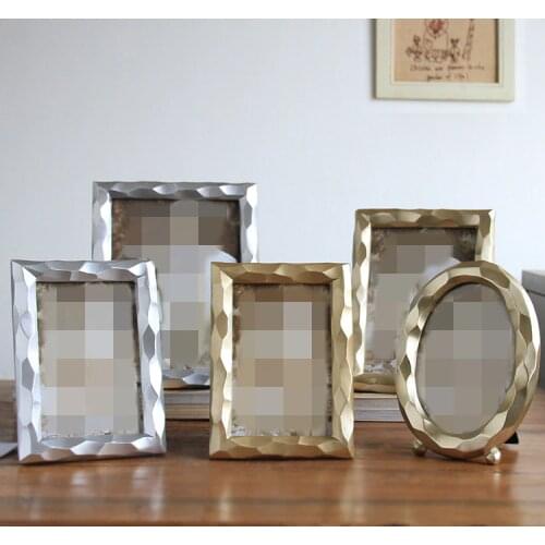 Oval Rectangle Shape Photo Pictures Frames Gold Silver Color Resin Decoratives For Home Decor On Table Ornaments Cadre Fotolijst