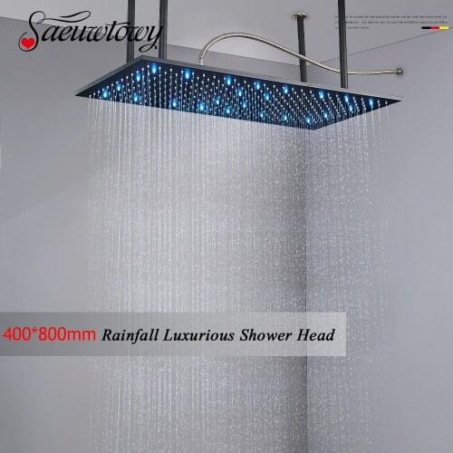 40*80cm Bathroom Luxury Showr Head Sqaure Big Rainfall Shower Head Matte Black Shower Faucets Accessory For Ceiling