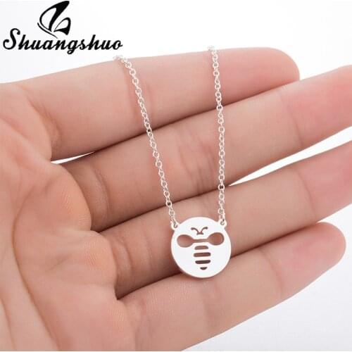 Shuangshuo Cute Animal Pendant Necklace Bee Necklace Animal Jewelry Bee Jewelry Animal Necklaces & Pendants Bee Pendant kolye
