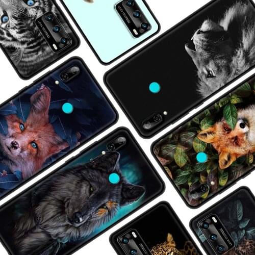 Lion Tiger Wolf Cat Fox Silicone Black Phone Case For Huawei P Smart Z 2019 P40 Lite E P30 Pro Plus P20 2021 Soft Case Cover Bag