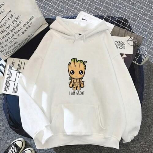Fashion Autumn Groot Women Hoodies Kawaii Hooded Pullover Clothes Cartoon Harajuku Man Plus Velvet Vintage Femme Male Sweatshirt