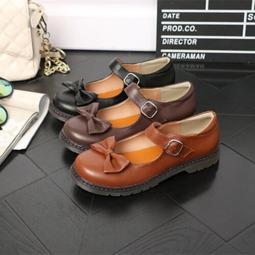 Lolita Shoes Woman Girls Jk Uniform Shoes Cosplay Costumes Plum Princess Doll Lace Lolita PU Shoes