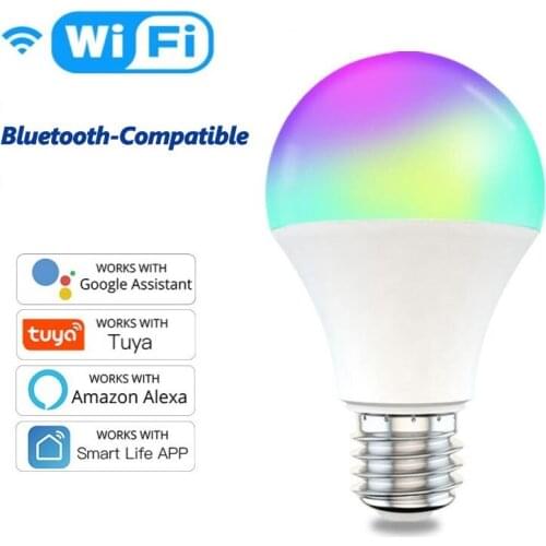 Tuya Smart LED Dimming Light Bulb 9W E27/B22 RGBCW Wifi Bluetooth 5.0 Smart Life APP Remote Control Work With Alexa Google Home