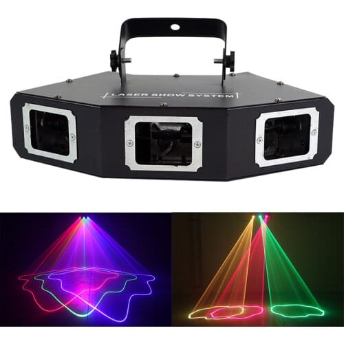 Fan-shaped three-head laser light, high-quality stage lighting, laser light, suitable for disco, nightclub, music party, etc
