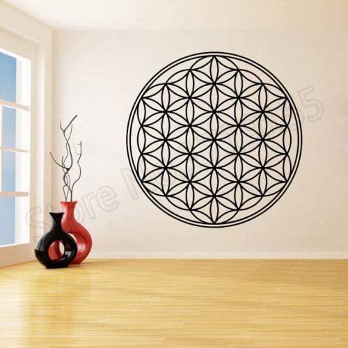 Vinyl Wall Sticker Mandala Wall Decal Mandala Flower Of Life Wall Stickers for Living Room Muslim Pattern Flower Wall DecorZW265