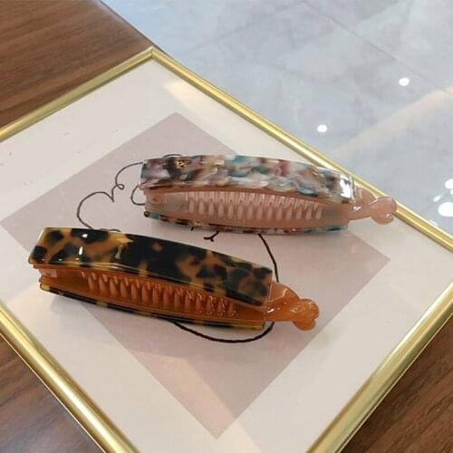 Acetate Marble Banana Hair Clips For Girls Elegant Leopard Ponytail Barrettes Hairpins Ladies Girls Hair Accessories Twist Clip