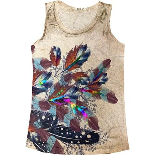 Women Summer 3d Tank Top Vest Printed Casual Sleeveless Tees Round neck Tops