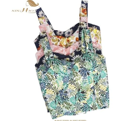 SISHION Vintage Women Crop Top cropped VT0006 2021 Summer Top for Mini Girl Black White Floral Print Plaid Cherry Top