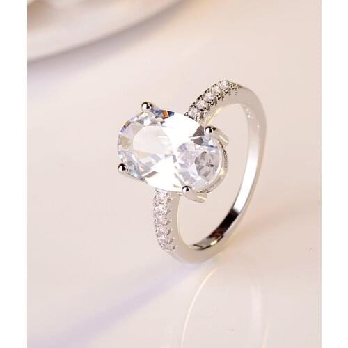 ZHOUYANG Wedding Rings For Women High-end Pigeon Egg Shaped Cubic Zirconia Big Oval Crystal Silver Color Fashion Jewelry KAR370