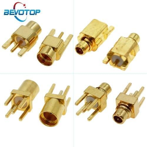 100pcs/lot 4 Types MMCX Connector PCB Mount With Solder Straight Goldplated 3 Pins MMCX RF Connector
