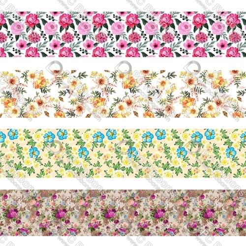 16-75MM Cartoon Creative Flower Printed Grosgrain&Satin Ribbon DIY Handmade Materials Christmas Wedding Gift Wrap Tape 50yards
