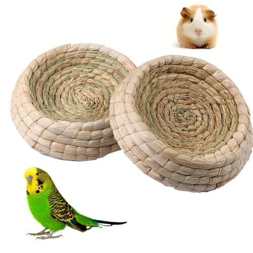 2PCS Mini Bird Bed Nest Creative Small Pet Bed Straw Artificial Finch Nest Bird House For Parrot Hamster Pet Household Supplies