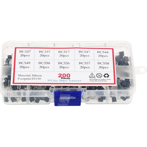 200Pcs 10Values TO-92 Transistor Assortment Assorted Kit Box BC337 BC547