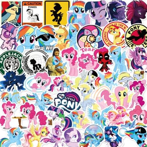 50Pcs Hasbro My Little Pony Stickers Cute Cartoon Stickers Mobile Phone Cup Notebook Waterproof Decorative Hand Account Stickers