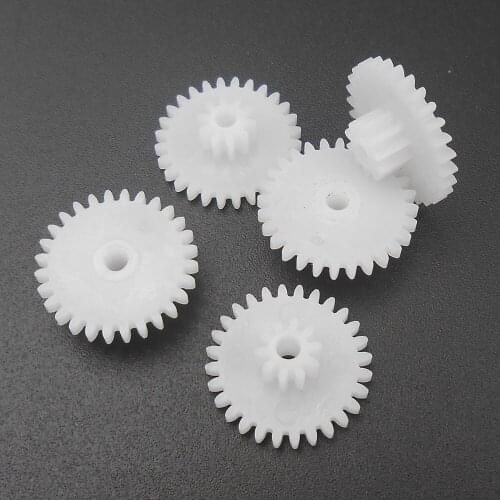 500PCS 0.5 Modulus 0.5M Double Gear Reduction Bilayer Gears 28 Teeth + 10 Teeth Aperture 2.05mm 2B Loose Fitting 28T 10T *FD940