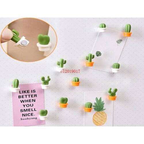 6pcs/set Fridge Magnets Cute Succulent Plant Magnet Button Cactus Refrigerator Message Sticker Magnet Free Shipping