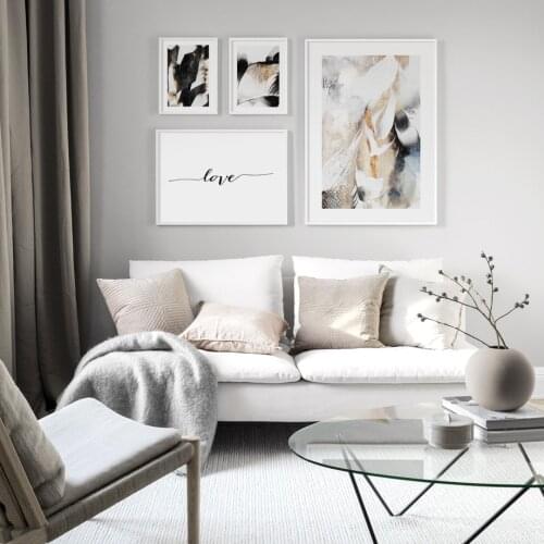 Ink Abstract Quotes Love Wall Art Paper Painting Landscape Wall Pictures For Living Room Decor