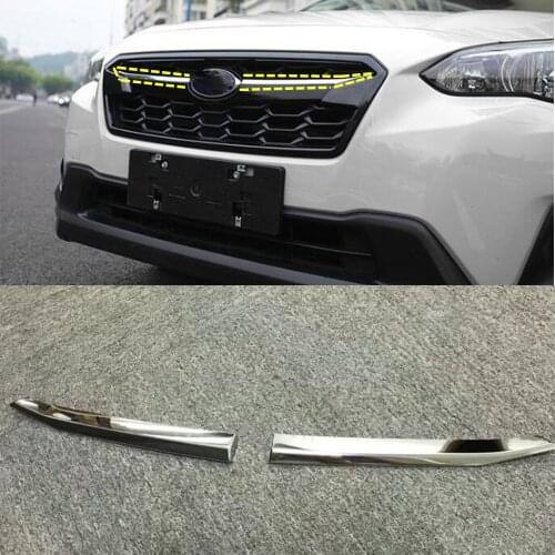 Car Styling Body Protect Detector ABS Chrome Trim Front Up Head Grid Grill Grille Panel 2pcs For SUBARU XV 2018 2019 2020