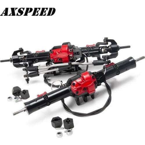 AXSPEED RC Car Front Axle and Rear Axle with Differential Lock for 1:10 D90 TF2 RC Rock Crawler Car Aluminium Alloy Upgrade Part
