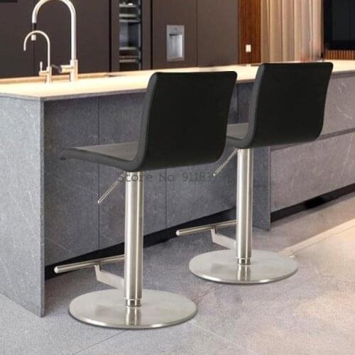 Bar Chair Stainless Steel Light Luxury Bar Table Chair Simple Modern Bar Chair High Foot Back Front Desk Chair Dining Bar
