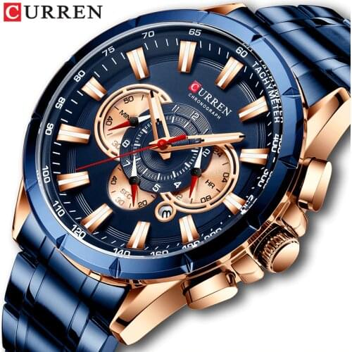 Curren Men’s Watches Top Brand Luxury Chronograph Quartz Men Watch Waterproof Sport Wrist Watch Men Stainless Steel Male Clock