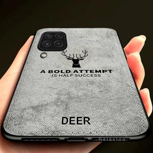 A 22 Case 3D Deer Pattern Cloth Fabric Cover For Samsung Galaxy A12 A22 A32 A42 A52 A72 2021 Soft Silicon Frame Shockproof Coque