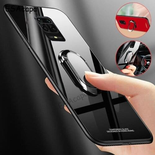For Xiaomi Redmi Note 9S Case Tempered Glass Magnet Ring Holder Stand Phone Cace For Redmi Note 9T 5G POCO M3 X3 NFC Back Cover