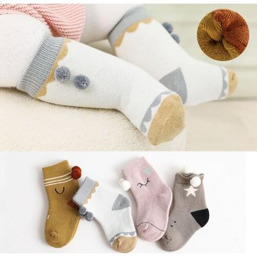 Baby girls Winter Socks Cartoon Kids Spring Autumn Cotton Breathable Keep Warm Floor baby kids Socks for winter