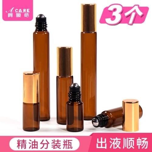3ml 5ml 10ml Amber Thin Glass Roll on Bottle Sample Test Essential Oil Vials with Roller Metal /Glass Ball