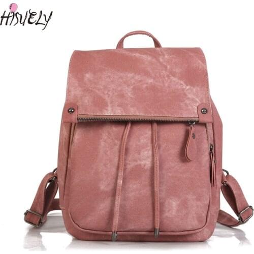 HISUELY Fashion Bohemia Women Shoulder Bag PU Leather Travel Backpack High Quality School Bag for Girl Sac a Dos Feminina BG900B