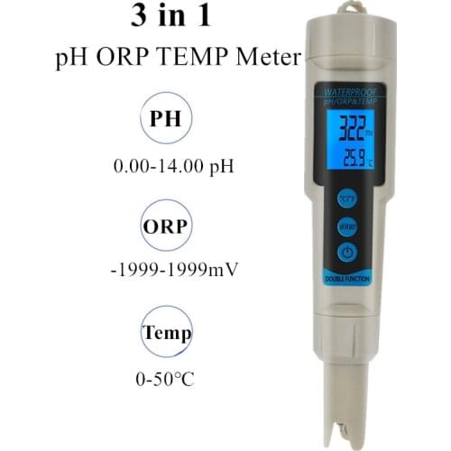 ORP Meter 3 in 1 pH ORP TEMP Tester pH Meter with Backlight Multi-parameter Digital Tri-Meter Water Quality Monitor 40% off