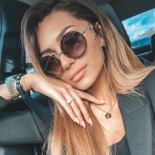 Round Sunglasses Women 2021 Luxury Brand Rimless Sun glasses lunettes de sol femme Shades Women Sunglass zonnebril dames UV400