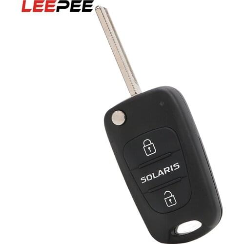 LEEPEE Car Key Shell Flip Folding Blank Key Key Fob Case 3 Button Remote Replacement For Hyundai Solaris Car-styling