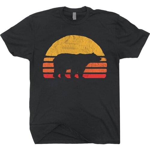 Fashion Summer Hot sale Retro Sun Bear Silhouette T-shirt Grizzly Bear Tee Shirt Kodiak Bear Tee shirt