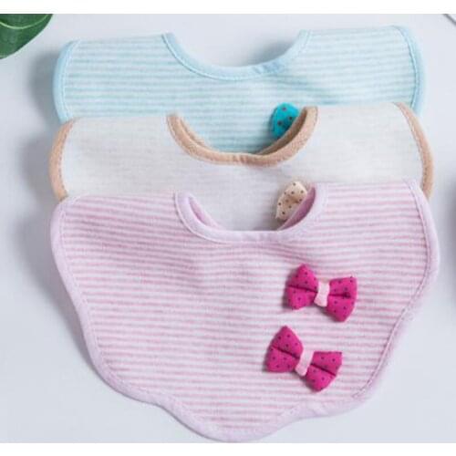 Lovely Flower Style Baby Bibs Rotating Double Snap Fashion Pattern Dot Striped Star Bibs Girls Boys